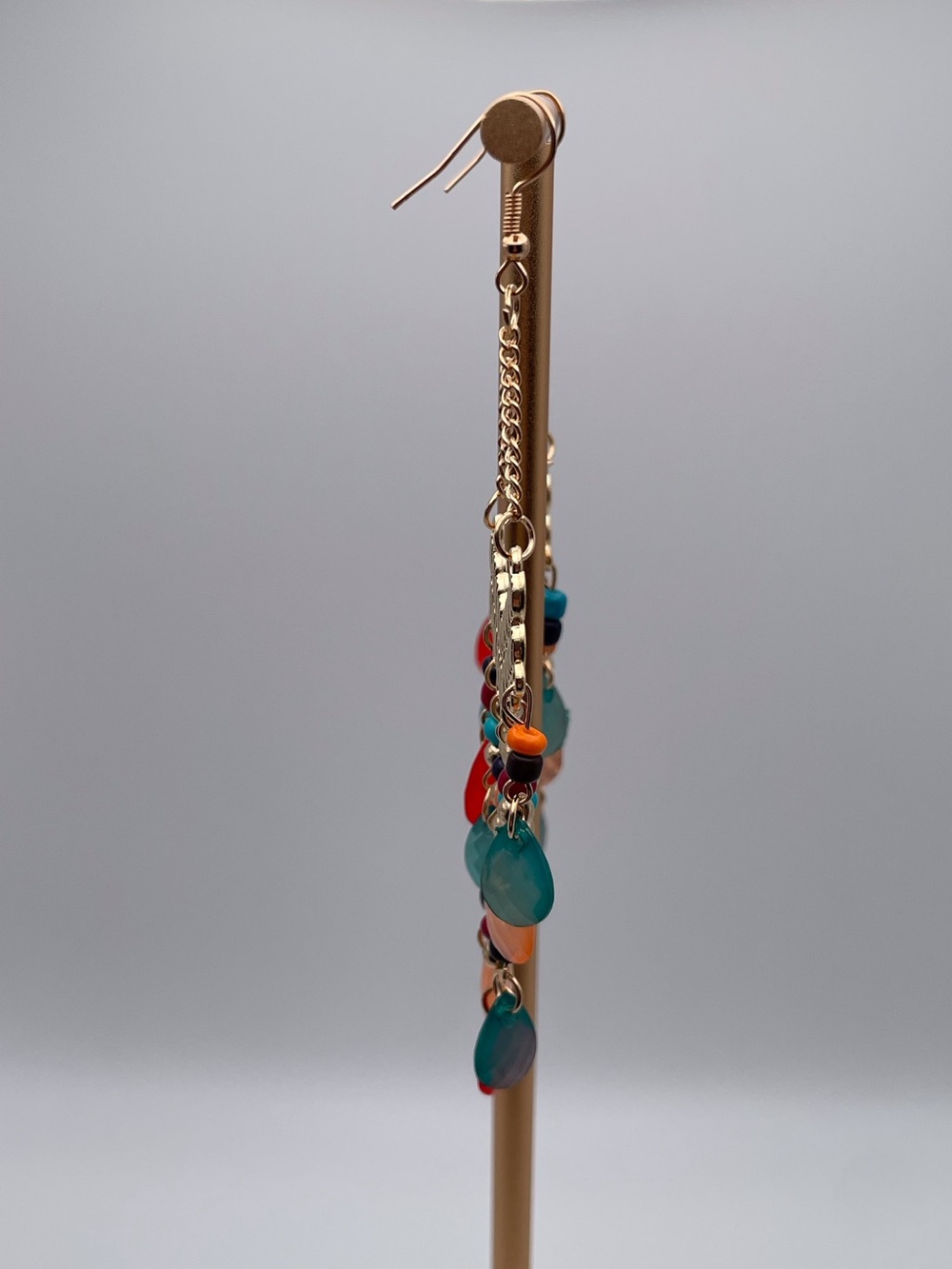 Multicolored Water Drop Beaded Dangling Earrings - Picture 8 of 13